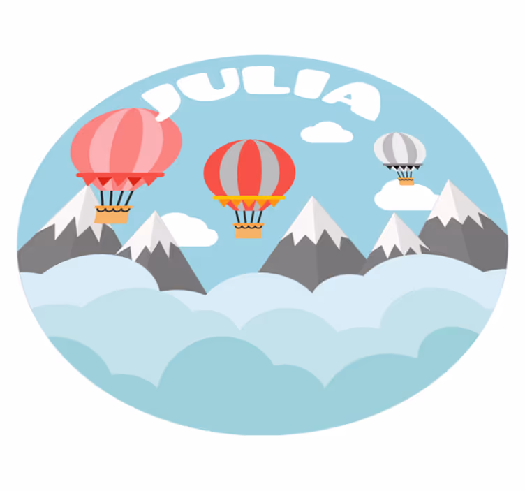 Vinyl Teppich kindlich berge und luftballons mit namen - TenStickers