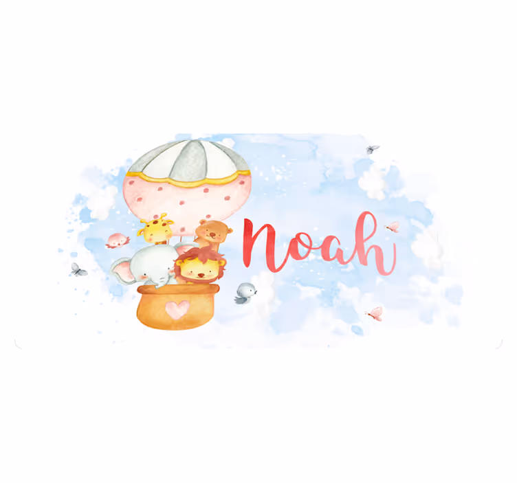 Vinyl Teppich Baby ballonabenteuer mit namen - TenStickers