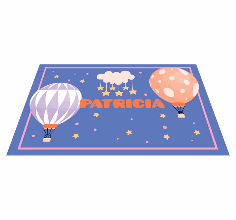 Vinyl teppich mit namen ballonfahrten abenteuer - TenStickers