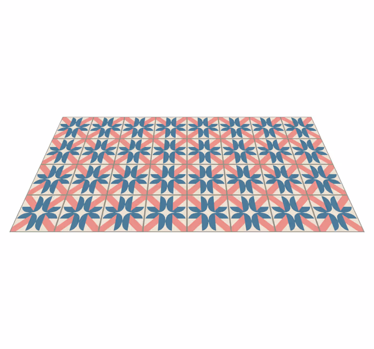 Vinyl Teppich Fliesenoptik rosa blaues geometrisches muster - TenStickers