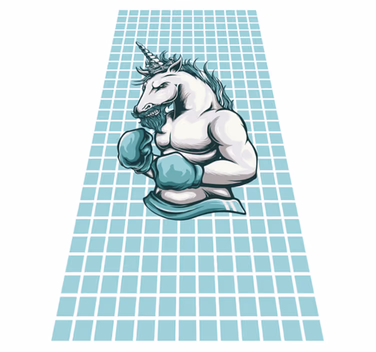 Vinyl Teppich Jugendzimmer boxende einhornillustration - TenStickers