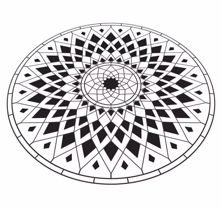 Vinyl Teppich Mandala komplexes schwarzes motiv - TenStickers