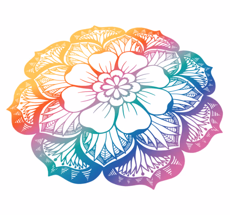 Vinyl Teppich Mandala buntes blumenmotiv - TenStickers