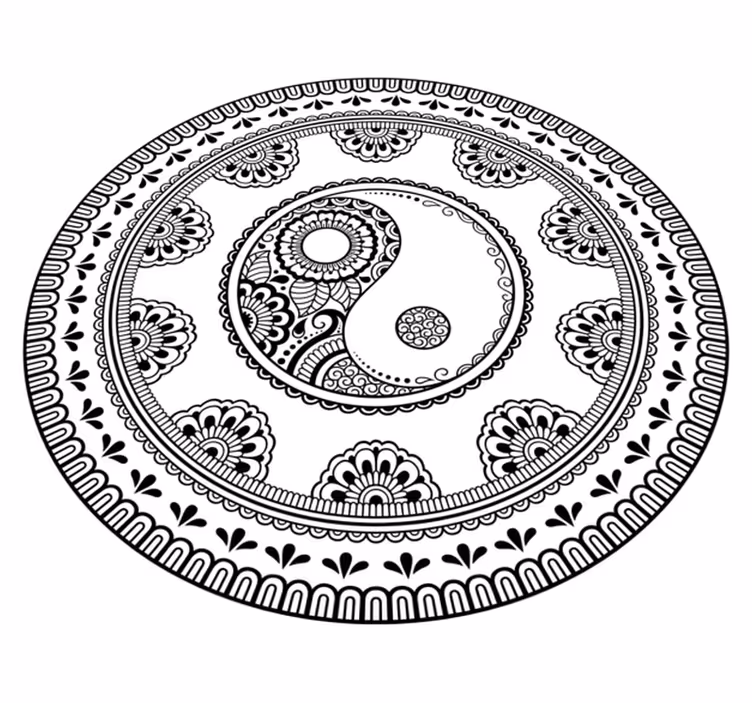 Vinyl Teppich Mandala graues rundes element - TenStickers