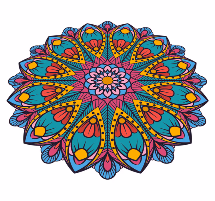 Vinyl Teppich Mandala bunte blumenillustration - TenStickers