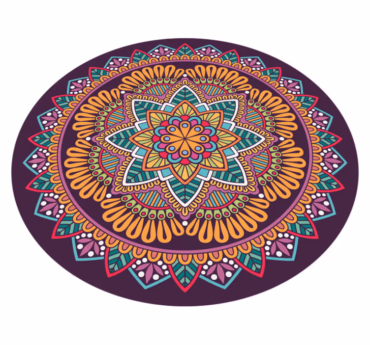 Vinyl teppich mandala lebendiges blühen element - TenStickers