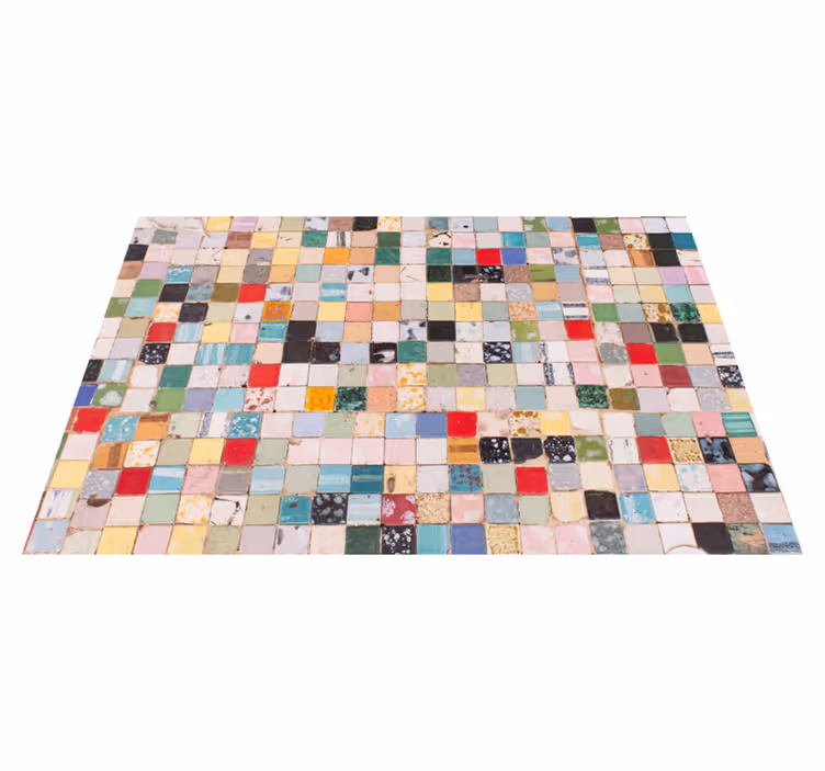Vinyl Teppich Badezimmer alte bunte fliesen - TenStickers