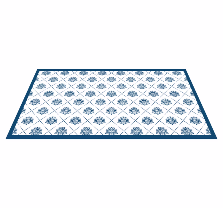 Vinyl Teppich Badezimmer florales blaues motiv - TenStickers