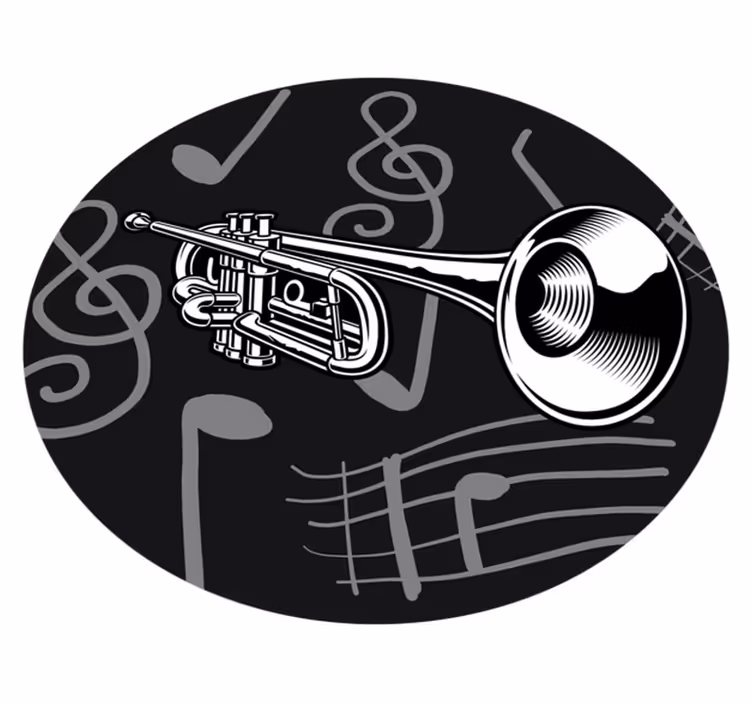 Vinylteppich Schlafzimmer Schwarz-weiß-trompetenillustration - TenStickers