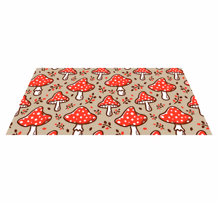 Vinyl teppich blumen mit lebendigen pilzmotiven - TenStickers