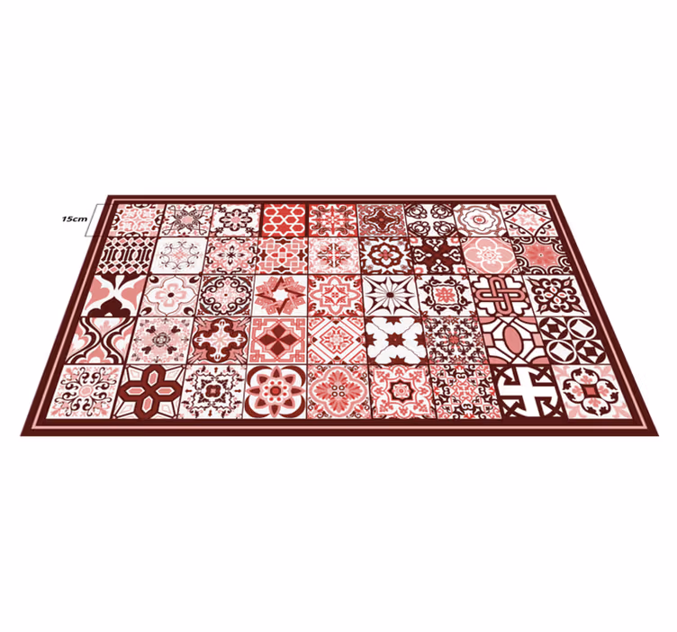 Vinyl Teppich Fliesenoptik rotes mosaikmuster - TenStickers
