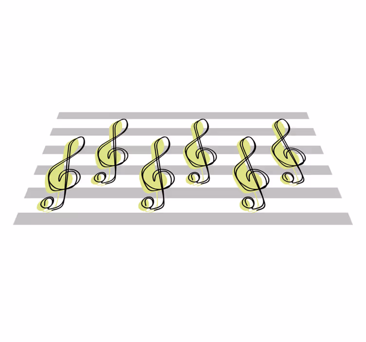 Vinyl Teppich gestreift musiknotenmuster - TenStickers