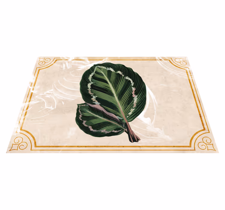 Vinyl teppich natur mit blattmuster eleganz - TenStickers