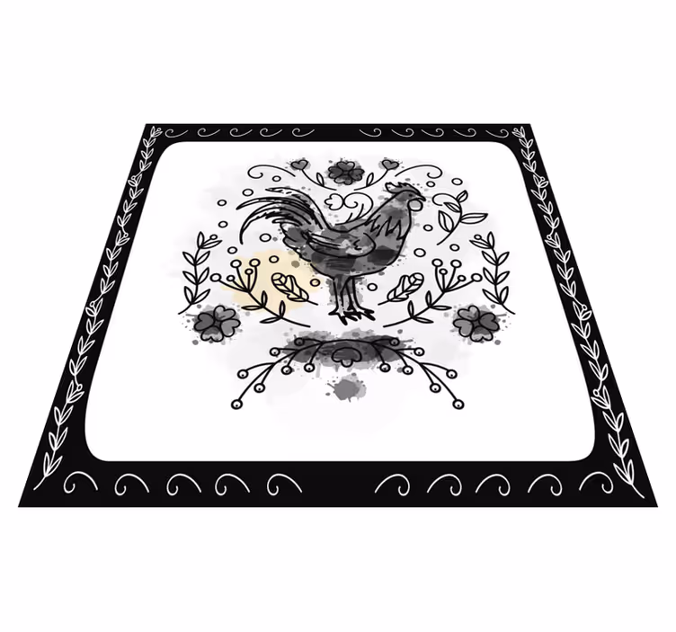 Vinyl Teppich Tiere schwarzer blumenhahn - TenStickers
