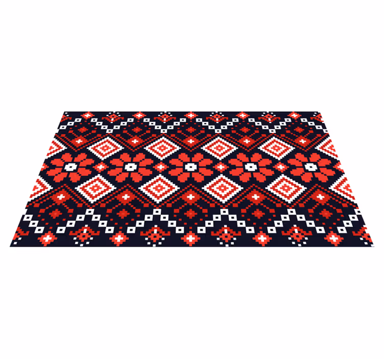 Vinyl Teppich Weltkarte traditionelles blumenmuster - TenStickers