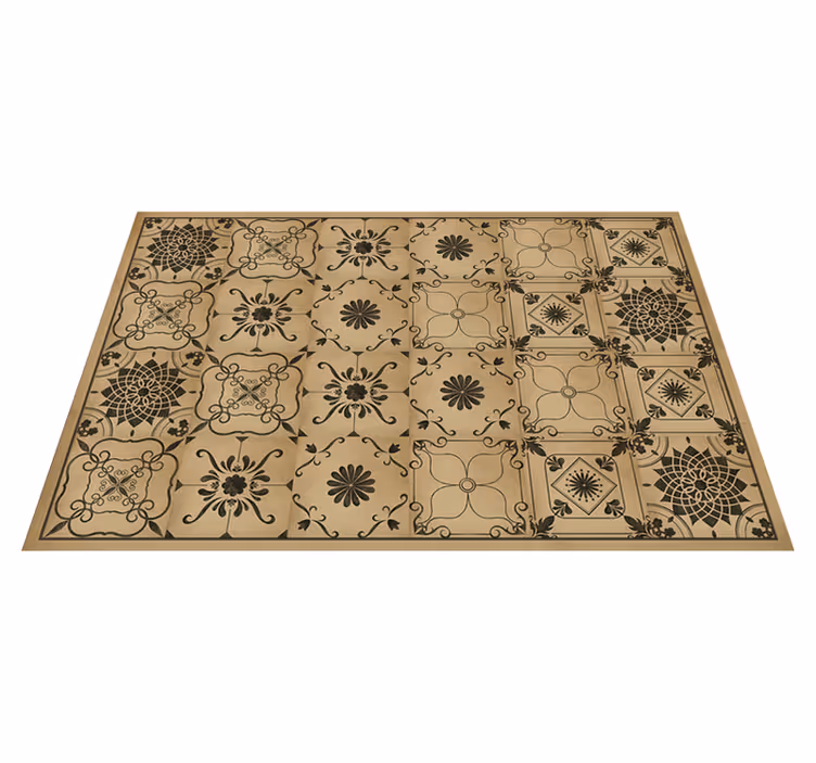 Vinyl Teppich Steinoptik klassisches blumenmotiv - TenStickers