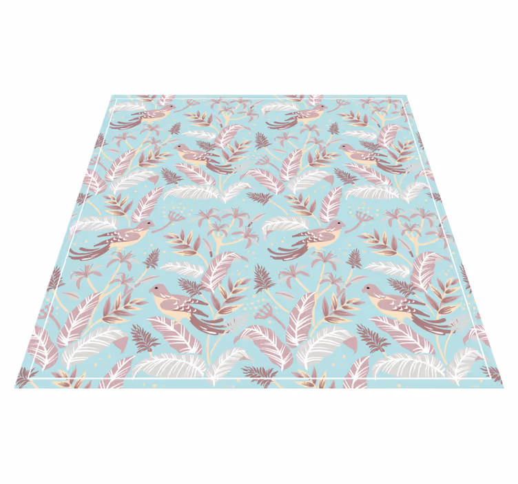 Vinyl Teppich Blumen botanisches vogelmotiv - TenStickers