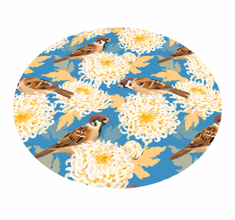Vinyl teppich blumen spatzenblumenmuster - TenStickers