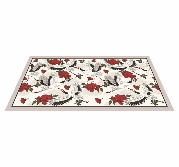 Vinyl Teppich Natur elegantes kranichmuster - TenStickers