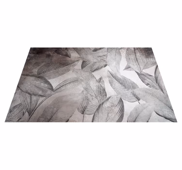 Vinyl teppich blumen mit blättrigem monochromen muster - TenStickers