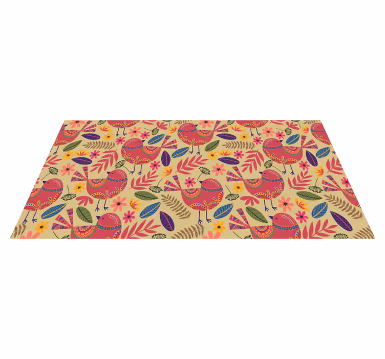 Vinyl Teppich Blumen bunte vogelmotive - TenStickers