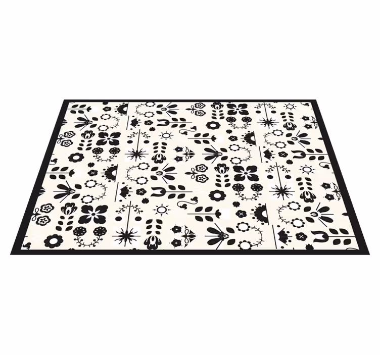 Vinyl Teppich Blumen schwarze blumenmuster - TenStickers