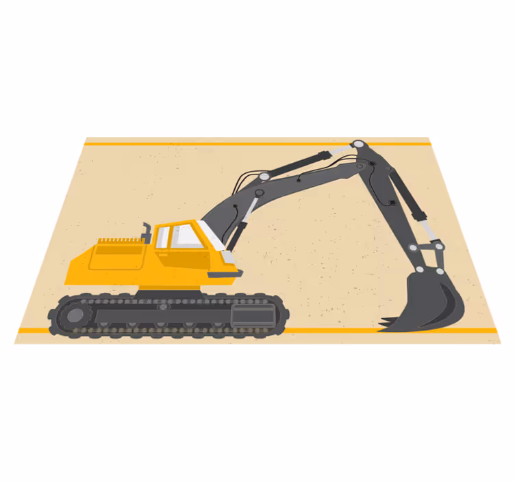 Vinyl teppich kindlich mit bagger illustration - TenStickers