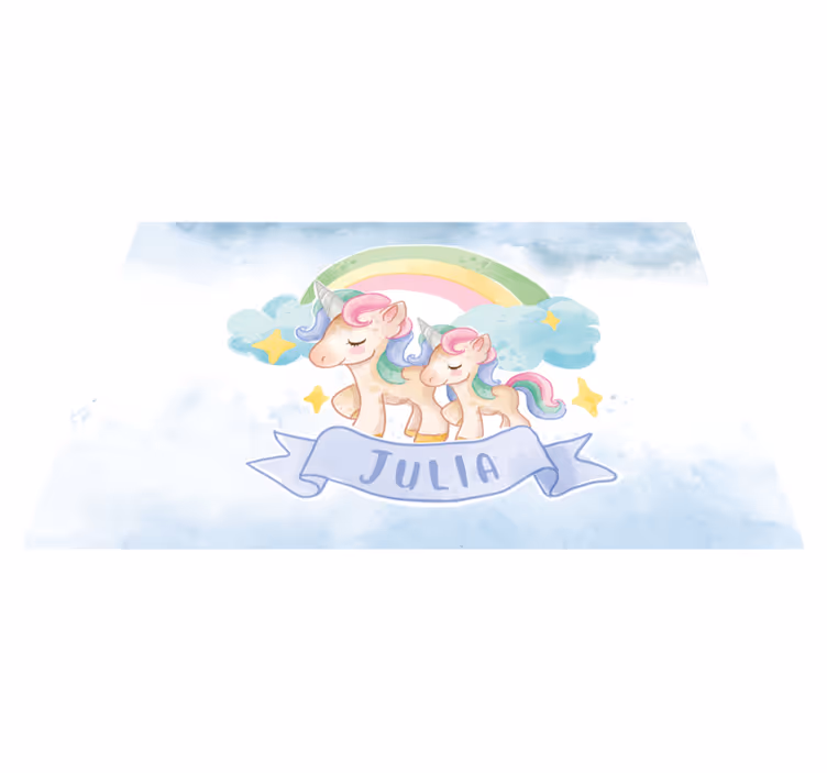 Vinyl Teppich kindlich einhorn-familienillustration - TenStickers
