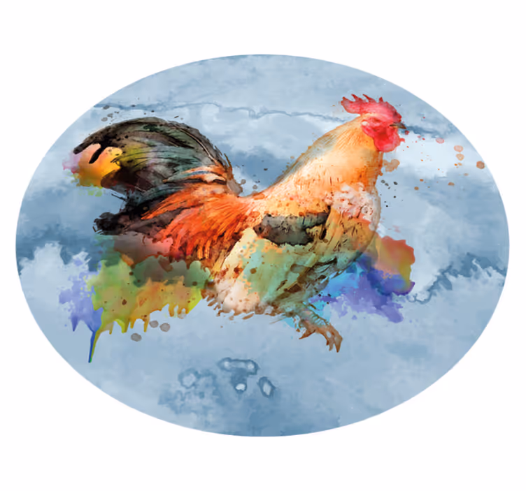 Vinyl teppich tiermuster bunter hahn spritzer - TenStickers