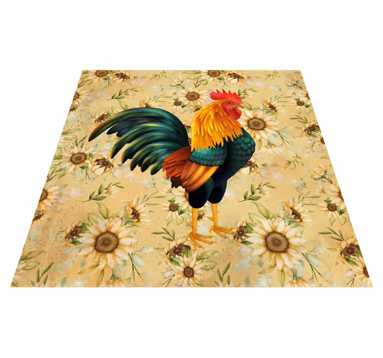 Vinyl Teppich Blumen porud hahn - TenStickers