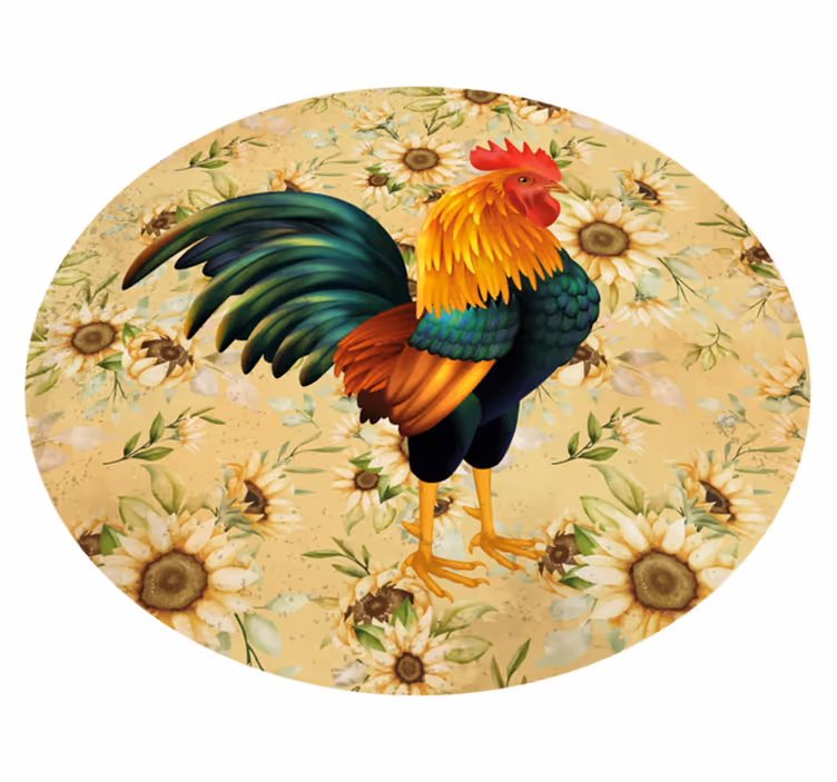 Vinyl teppich blumen lebendiger hahn ausblick - TenStickers