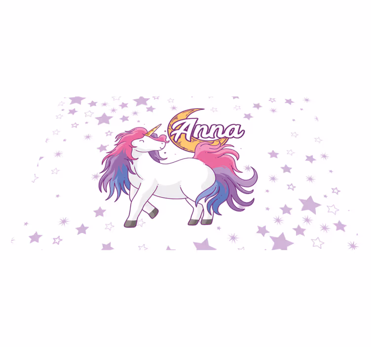Vinyl Teppich mit Namen sternenszene mit einhornmotiv - TenStickers