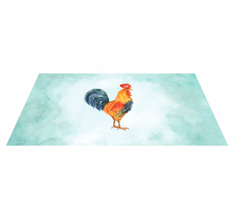 Vinyl Teppich Tiere aquarell hahn kunstwerk - TenStickers