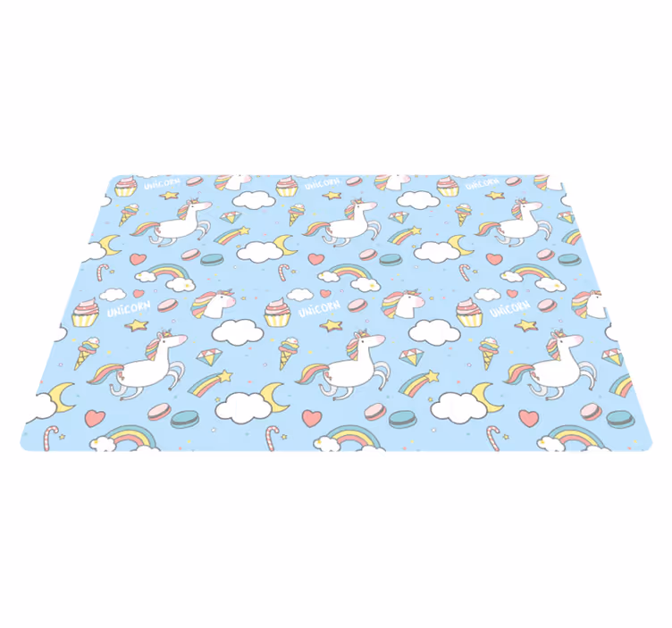 Vinyl teppich kinderzimmer einhorn fantasie blau - TenStickers