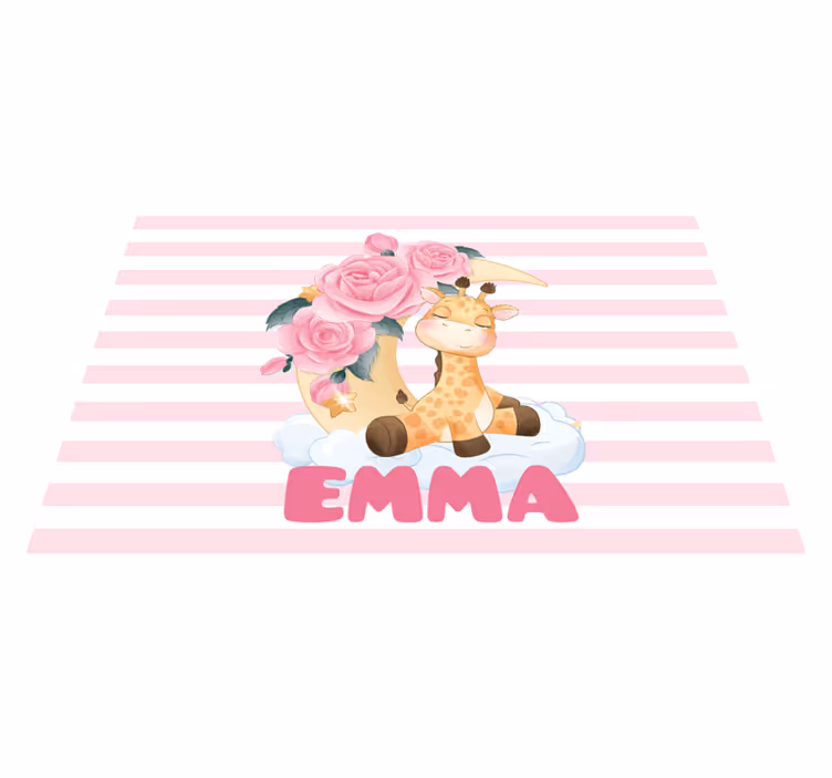 Vinyl teppich baby mit fröhlicher giraffe - TenStickers