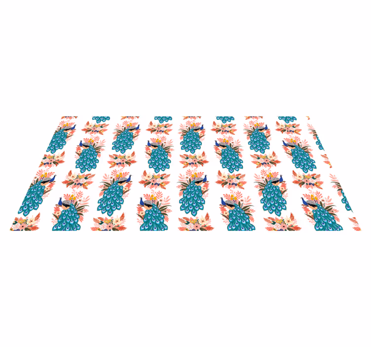 Vinyl Teppich Blumen pfauenblumenmuster - TenStickers