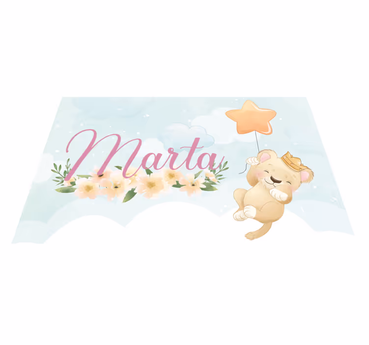 Vinylteppich Baby Süßer löwe für mädchen mit Namen - TenStickers