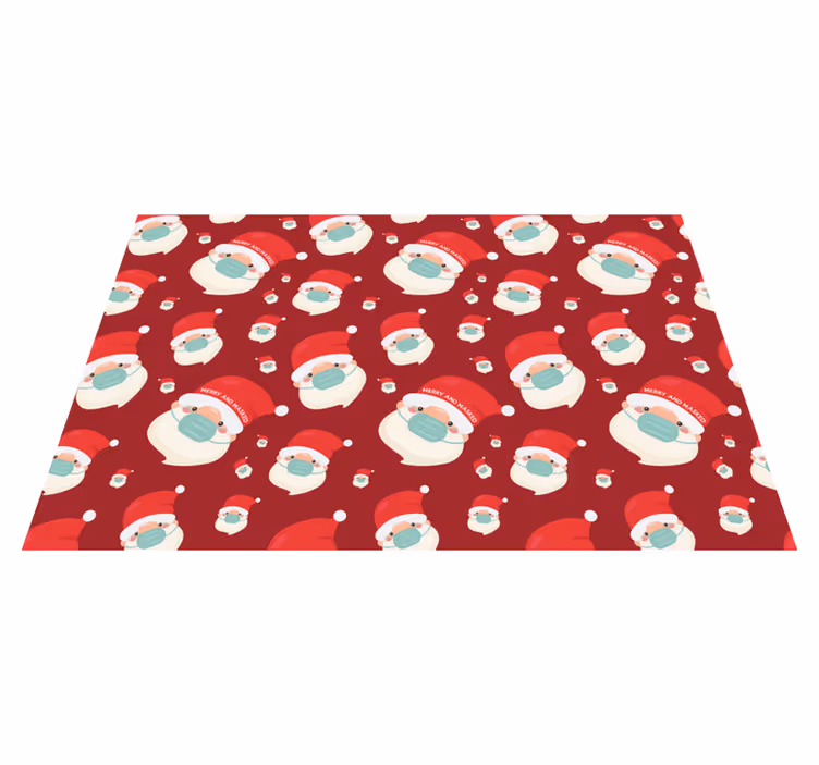 Vinyl Teppich Weihnachten festliche weihnachtsmanngesichter - TenStickers