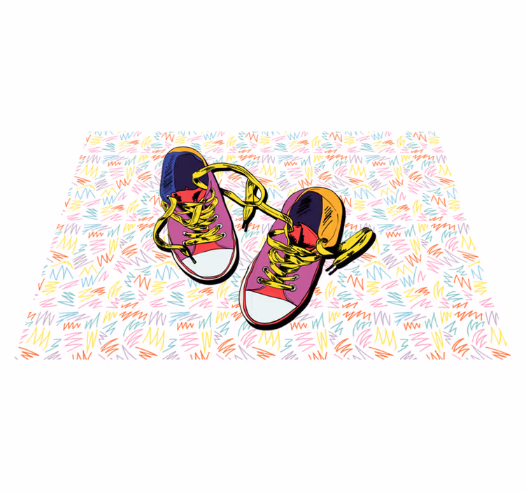 Vinyl teppich jugendzimmer mit buntem sneaker-muster - TenStickers