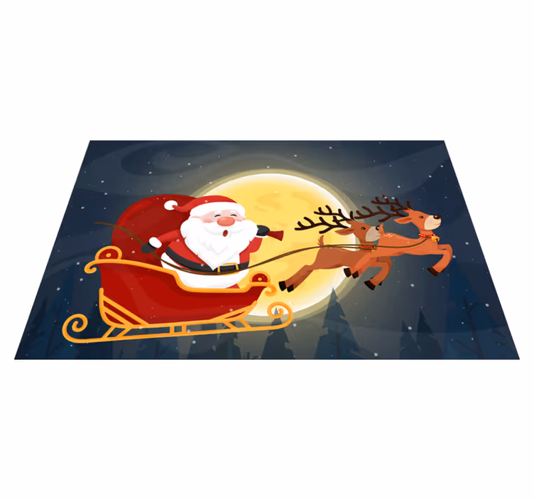 Vinyl teppich weihnachten schlittenfahrt des weihnachtsmanns - TenStickers