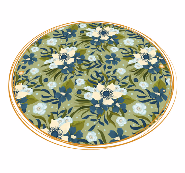 Vinyl Teppich Blumen rundes blütenmotiv - TenStickers