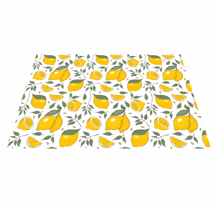 Vinyl Teppich Küche zitronen-blumenmuster - TenStickers