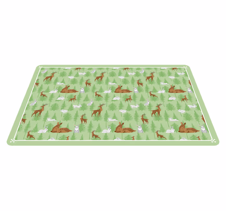 Vinyl Teppich Tiere grüne waldbewohner - TenStickers