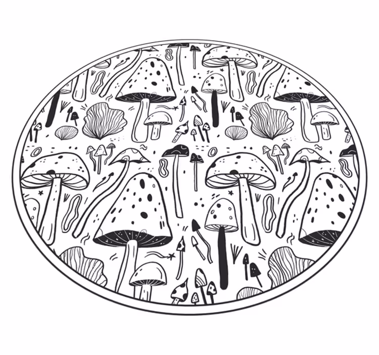 Vinyl Teppich Natur schwarz-weiße pilze - TenStickers