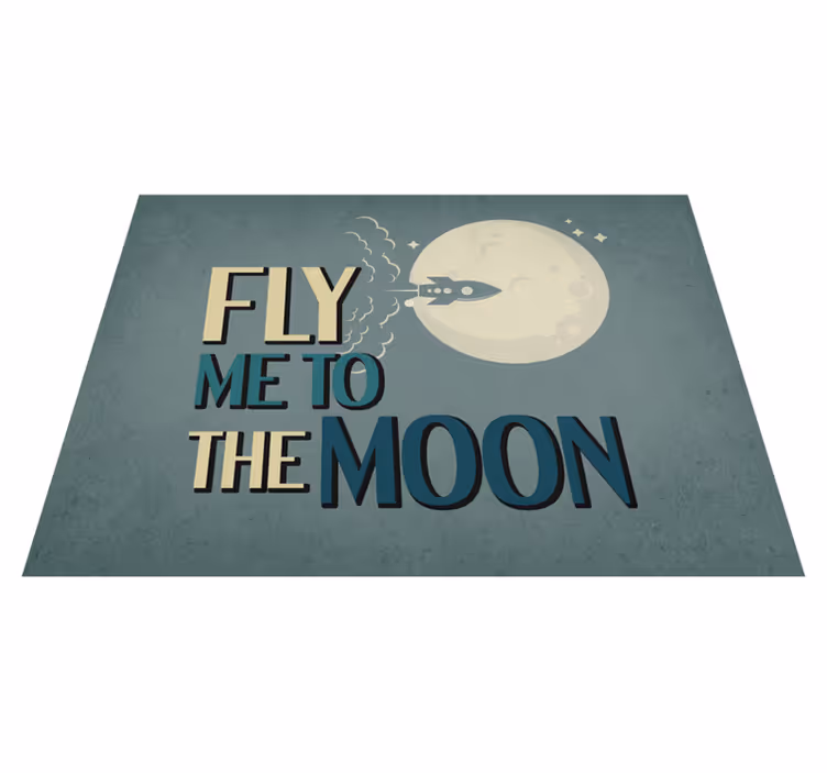 Vinyl Teppich minimalistisch rakete zum mond - TenStickers