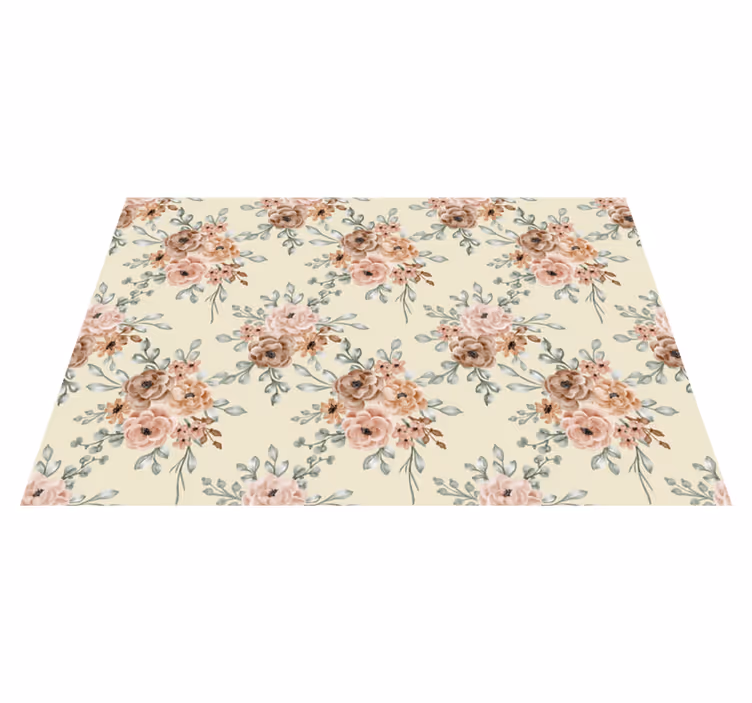Vinyl Teppich Blumen beige natur - TenStickers