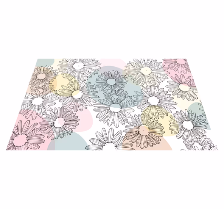 Vinyl Teppich Blumen aquarell-gänseblümchen-design - TenStickers