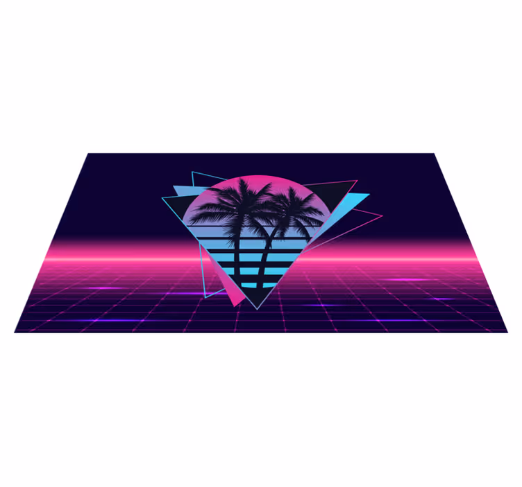 Vinyl teppich vintage retro neon palmen - TenStickers