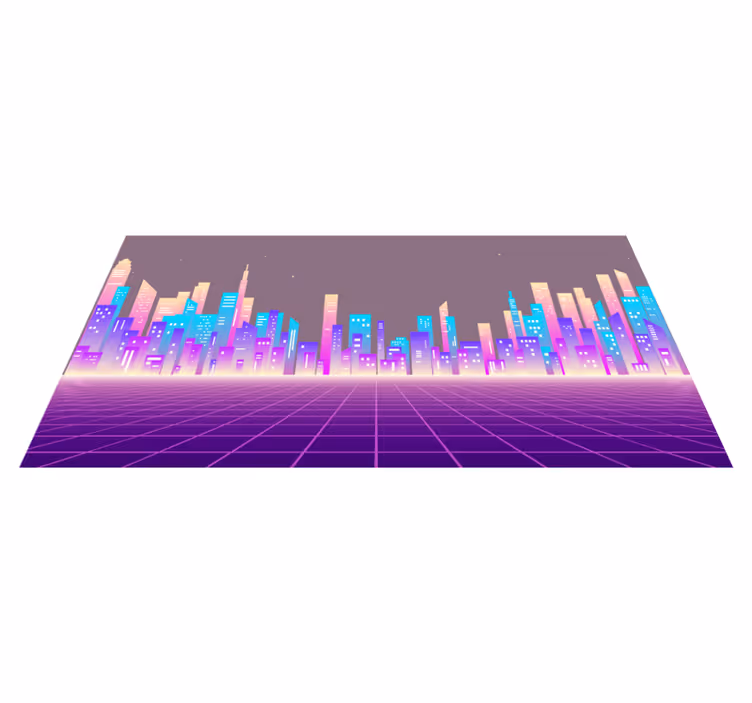 Vinyl Teppich modern neon-stadtbild-horizont - TenStickers