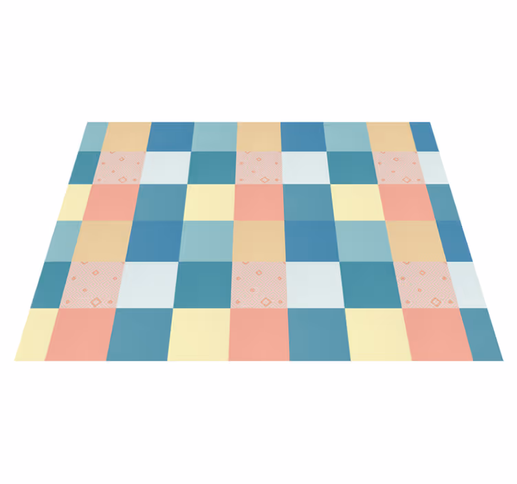 Vinyl Teppich geometrisch geometrisches pastellschachbrett - TenStickers